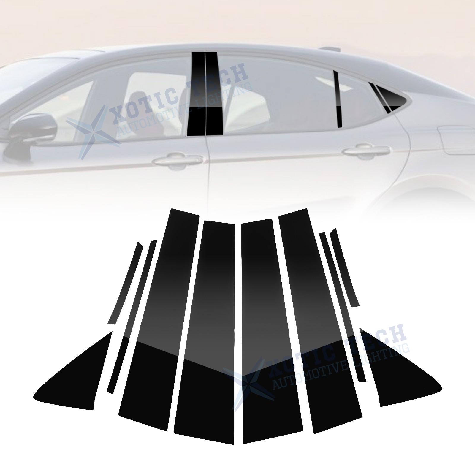 For Toyota Camry 2025+ 10pcs Black Pillar Post Door Window Trim Piano Cover Kit