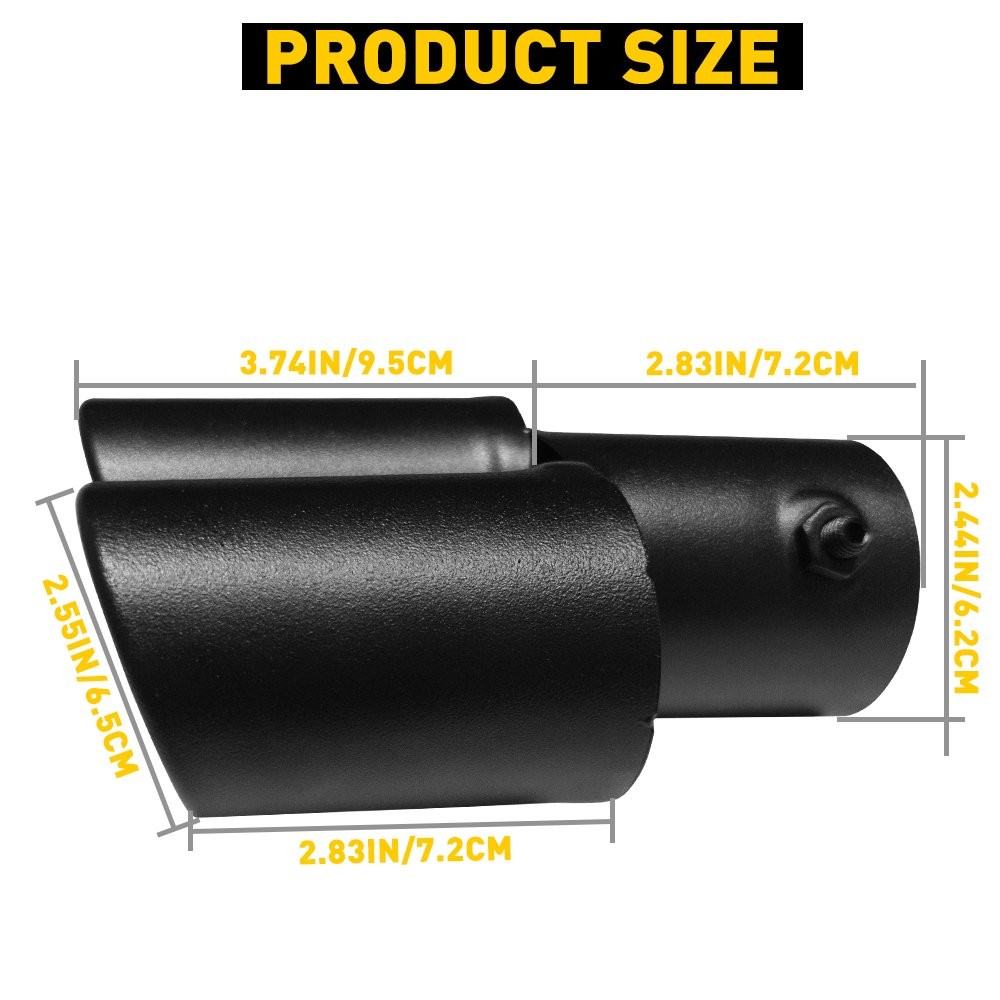 2Set Matte Black Stainless Steel Rear Exhaust Pipe Tail Muffler Tip Round