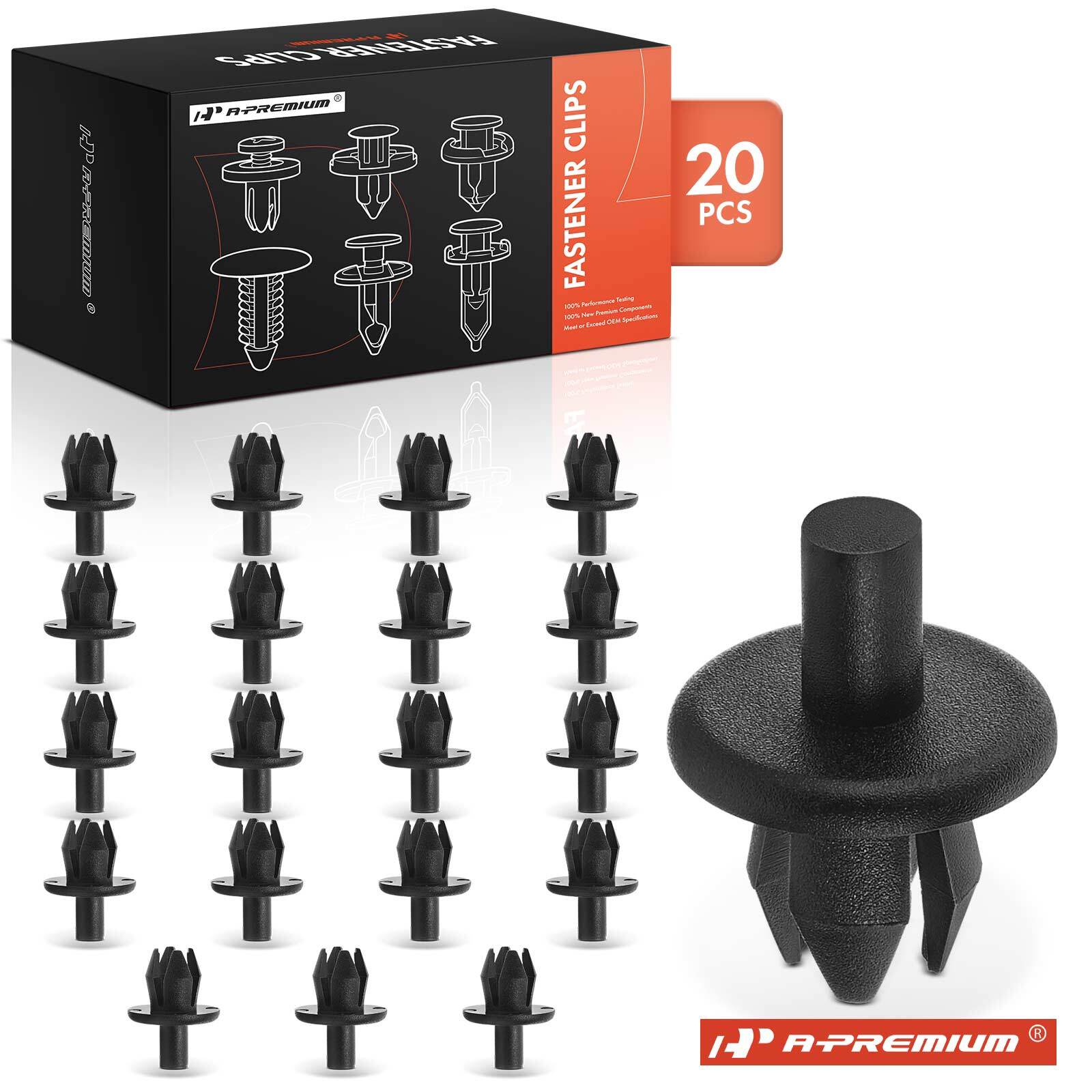 A-Premium 20Pcs 8mm Nylon Bumper Retainer Clips Push-Type for Benz Volvo Opel