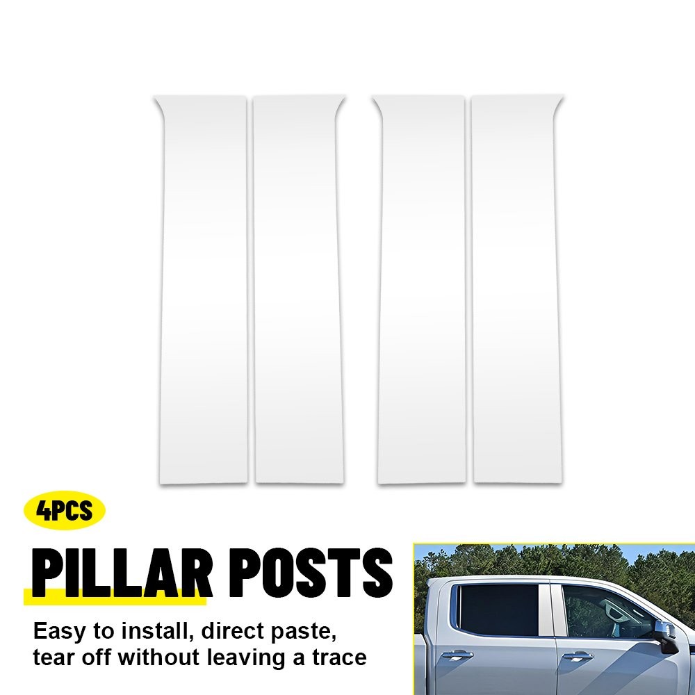 Window B Pillar Posts Door Trim Cover Chrome 4X For Chevrolet Silverado Sierra