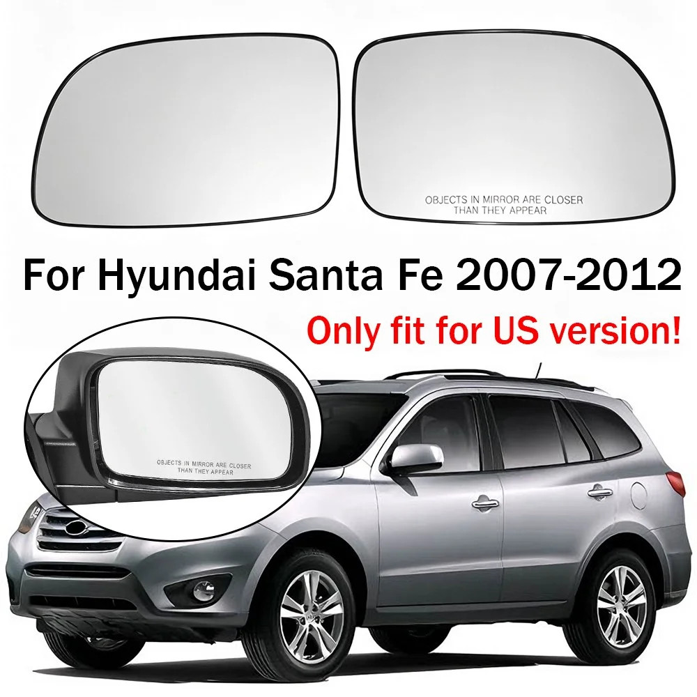 For Hyundai Santa Fe Rearview Mirror Glass Lens With Backing Plate Heated