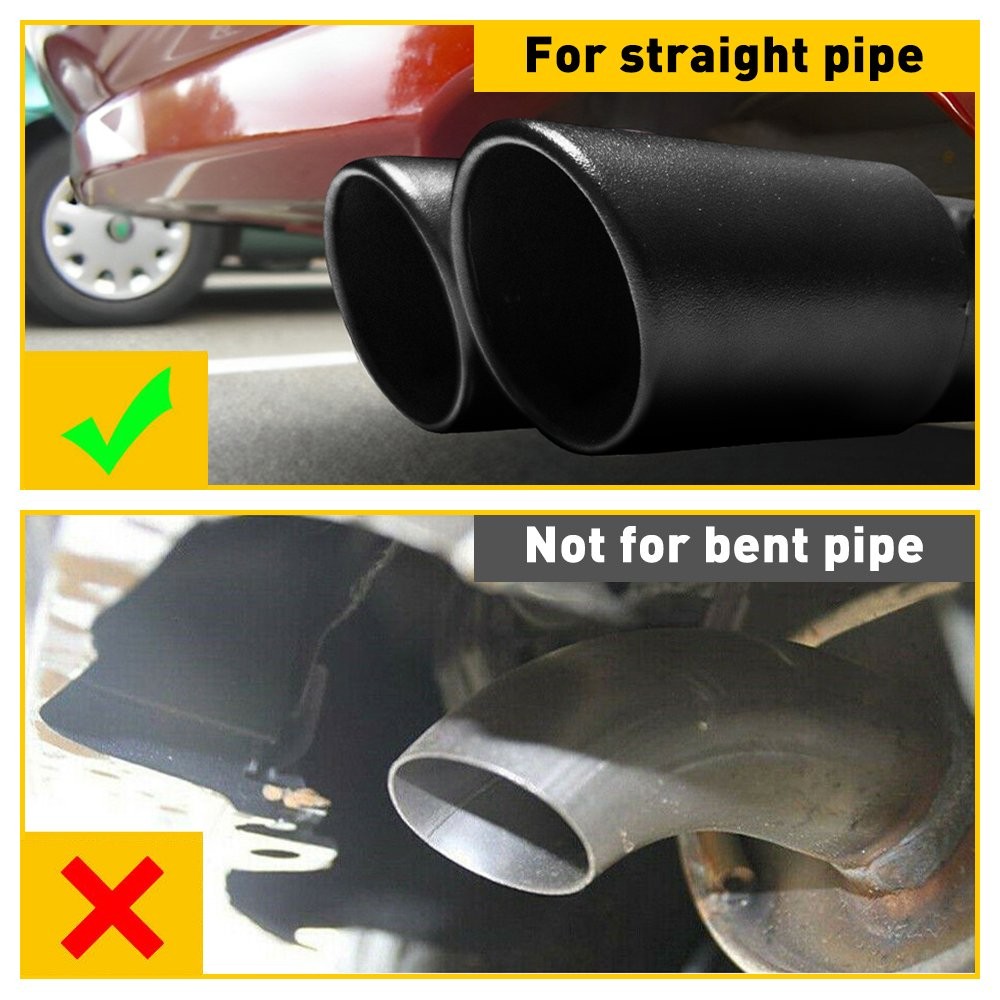 2Set Matte Black Stainless Steel Rear Exhaust Pipe Tail Muffler Tip Round