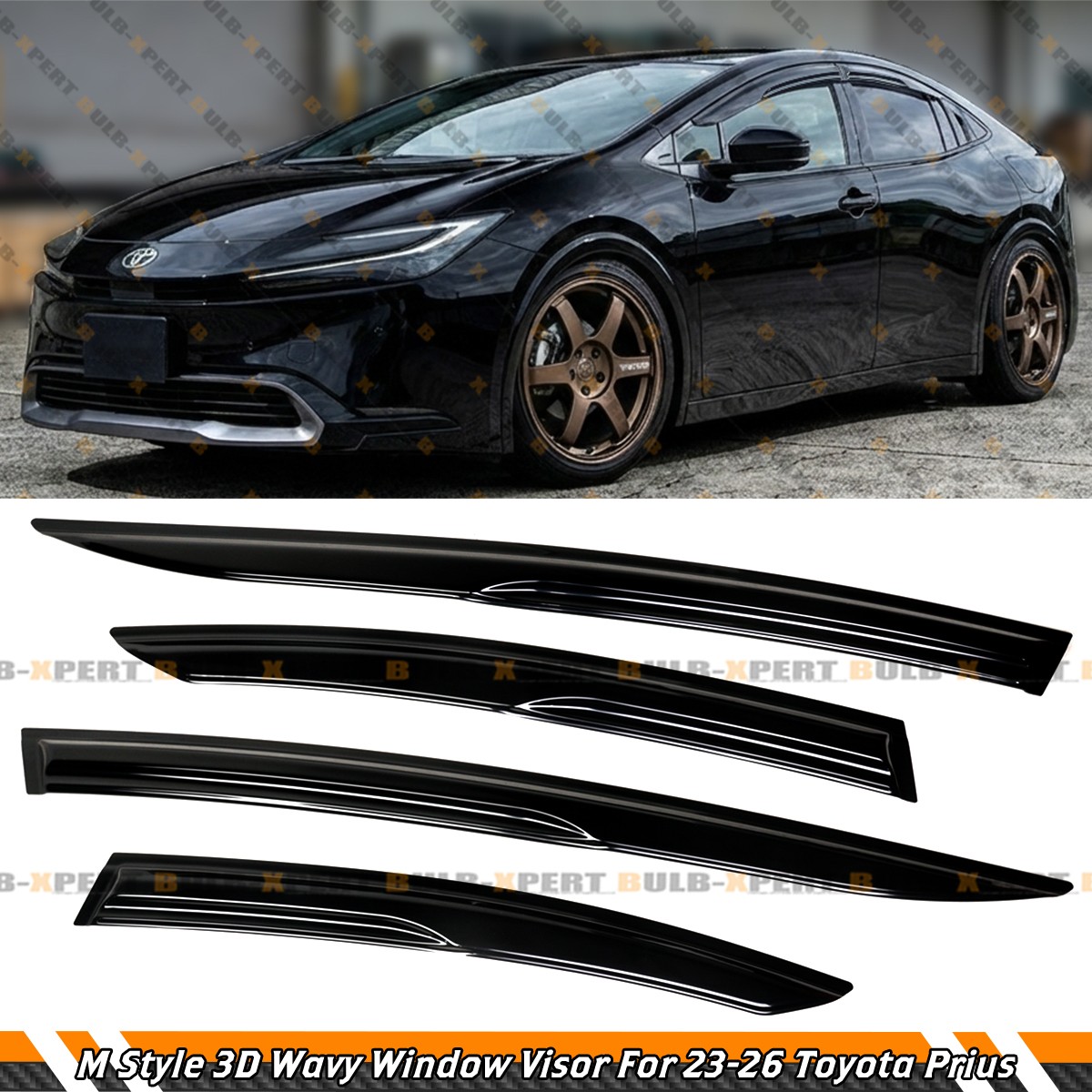 For 2023-2026 Toyota Prius XW60 JDM M Style Window Visor Rain Guards Deflector