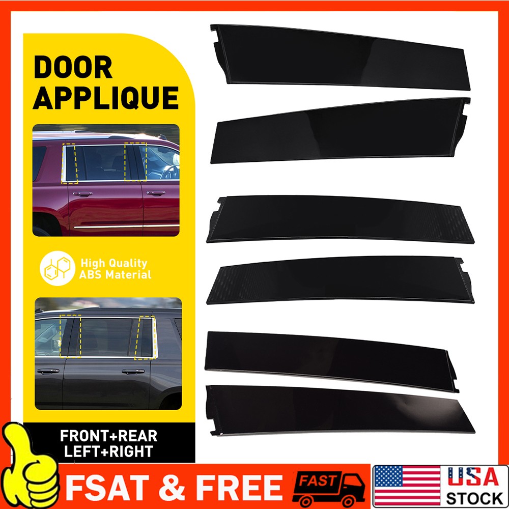 6x Front Rear Door Molding Applique For 2015-2018 Cadillac Escalade GMC Yukon