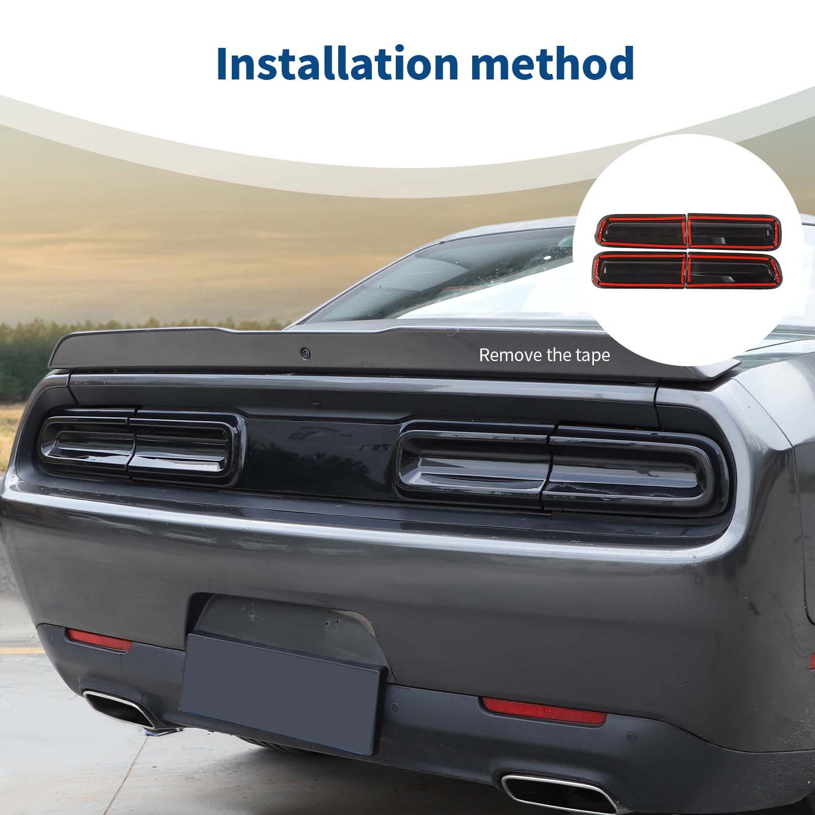 For Dodge Challenger 2015-22 Smoked Black Rear Tail light Lamp Cover Trim Bezels