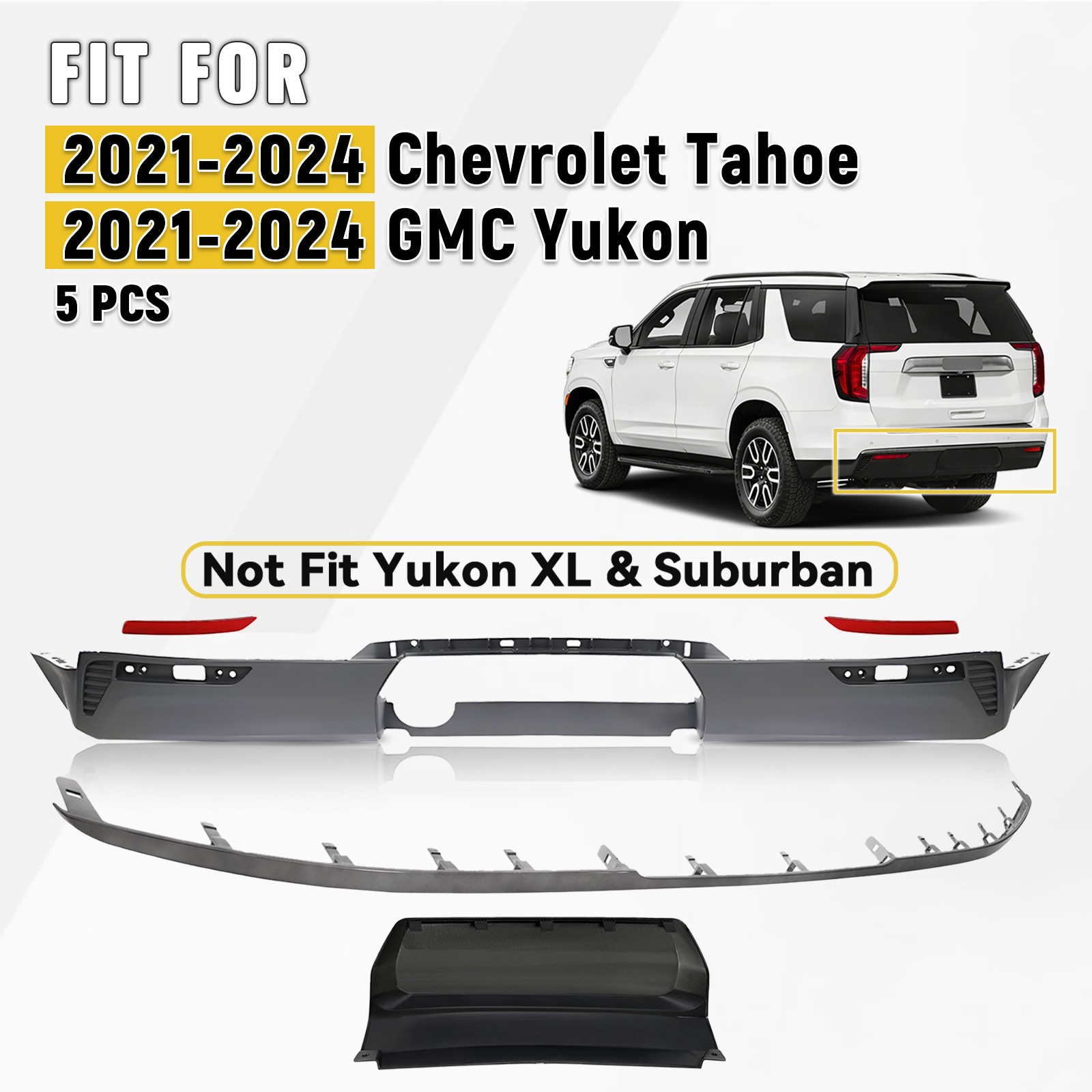 Rear Lower Bumper Cover Valance Panel Kit For 2021-2024 Chevy Tahoe GMC YUKON