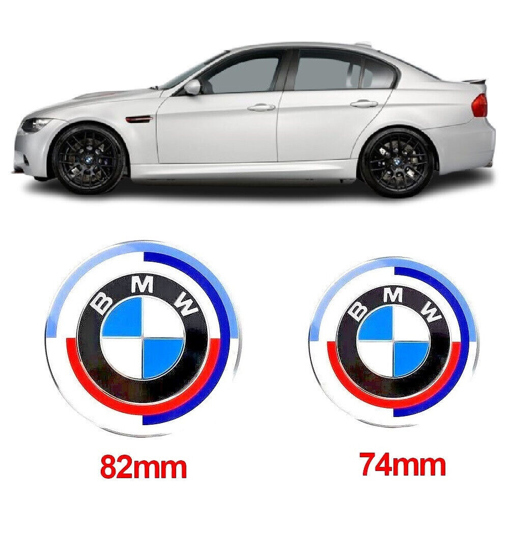 2 pieces SET 82mm+74mm bonnet AND trunk emblems FOR E46 E90 G20 G30