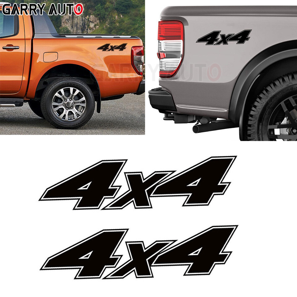 2x Black 4X4 Off Road Rear Trunk Side Fender Sticker Car Truck SUV ATV UTV Decal
