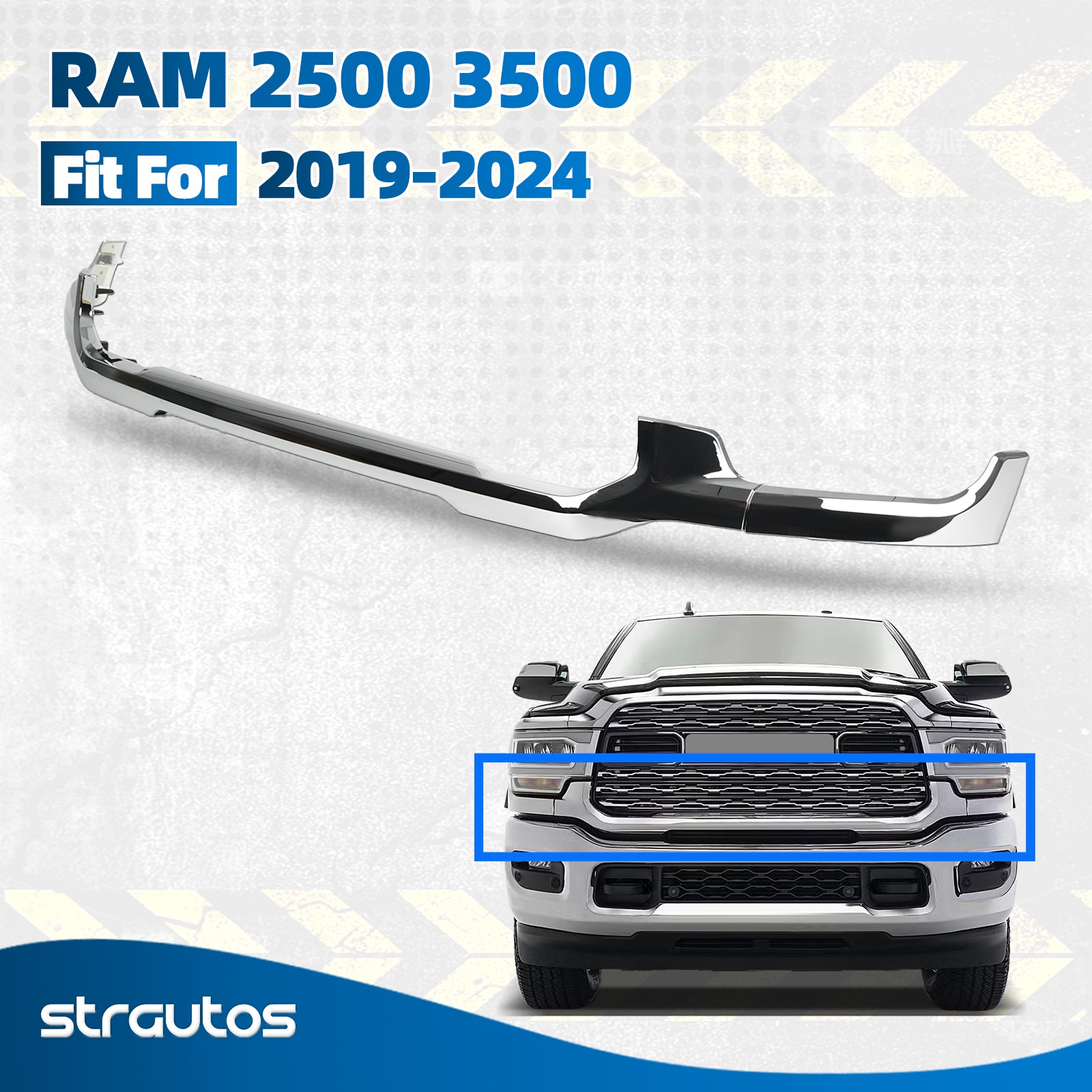 Fit for 2019 2020 2021 2022 2023 2024 RAM 2500/3500 Chrome Lower Grille Applique