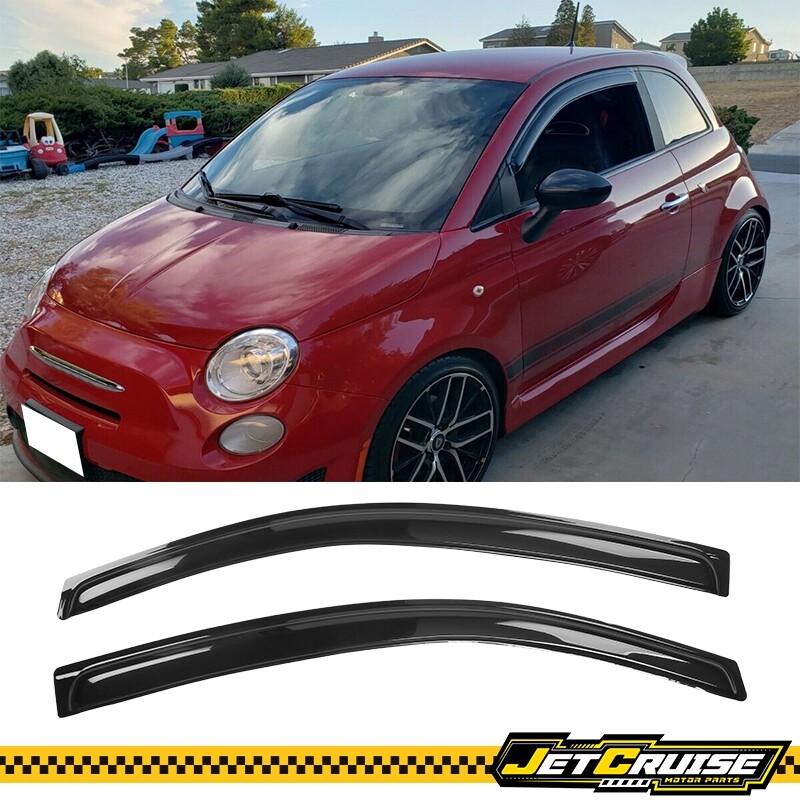 Fits 12-19 Fiat 500 Acrylic Side Window Visors Sun Rain Guard Shield 2PCS