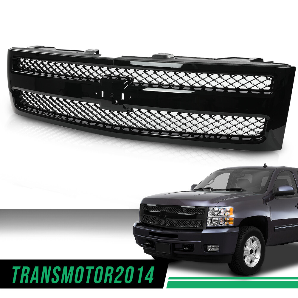 Front Bumper Grille Fit For 07-13 Chevrolet Silverado 1500 w/ Black Insert New