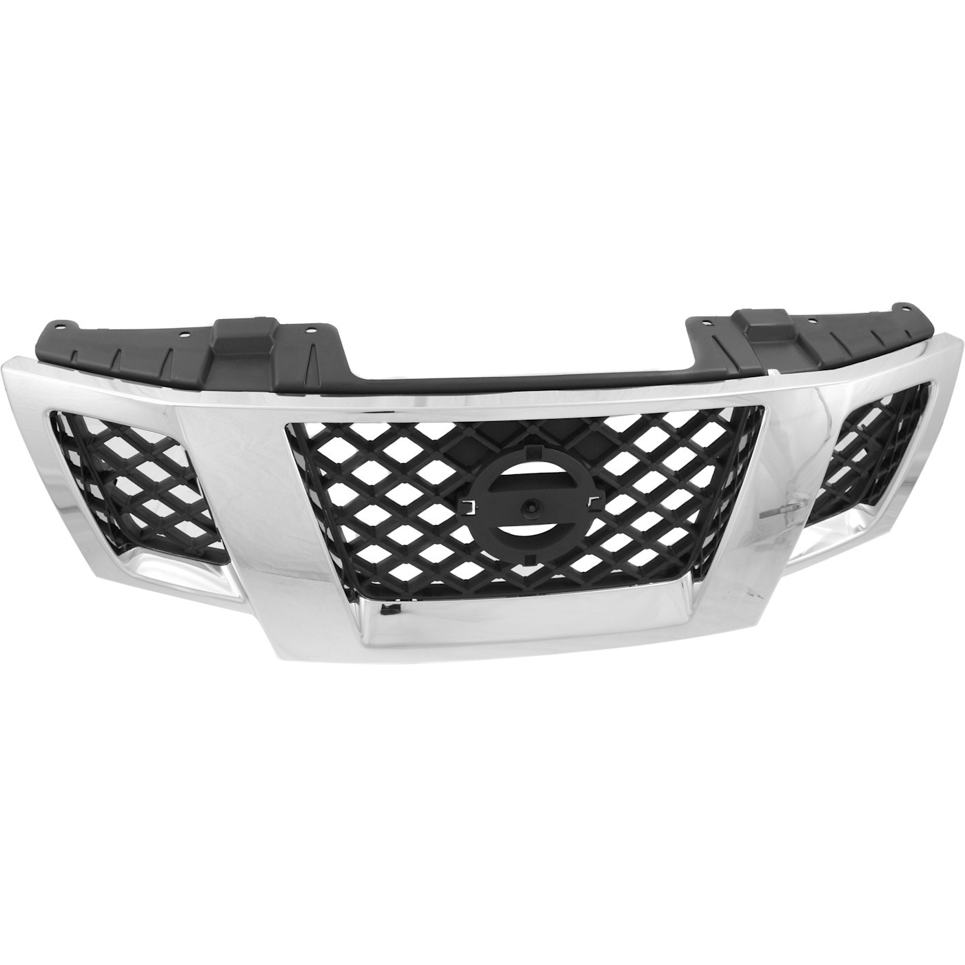 Grille For 2009-2016 Nissan Frontier Chrome Shell w/ Black Insert Plastic