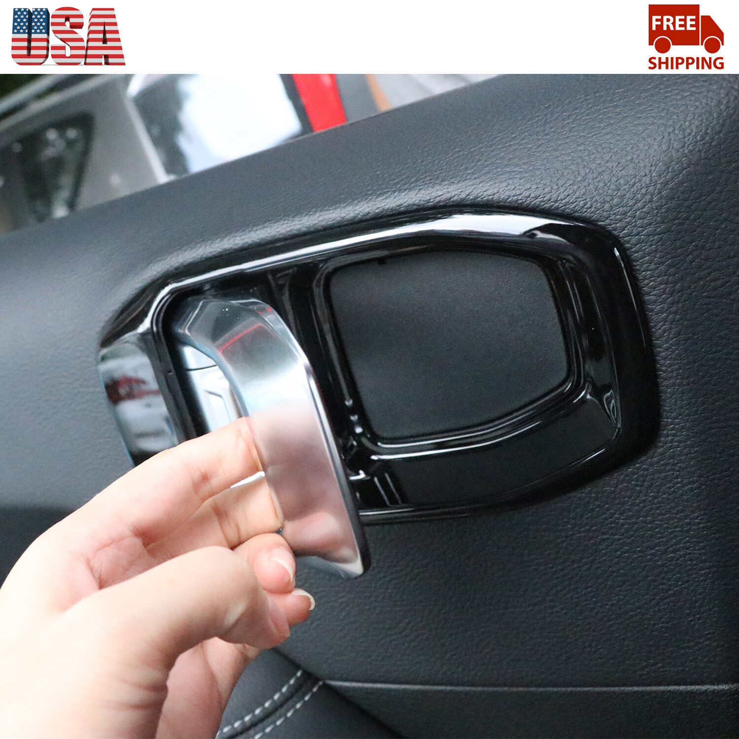 4PCS Black Interior Door Handle Bowl Cover Kit For Jeep Wrangler JL 2018+ 4Door