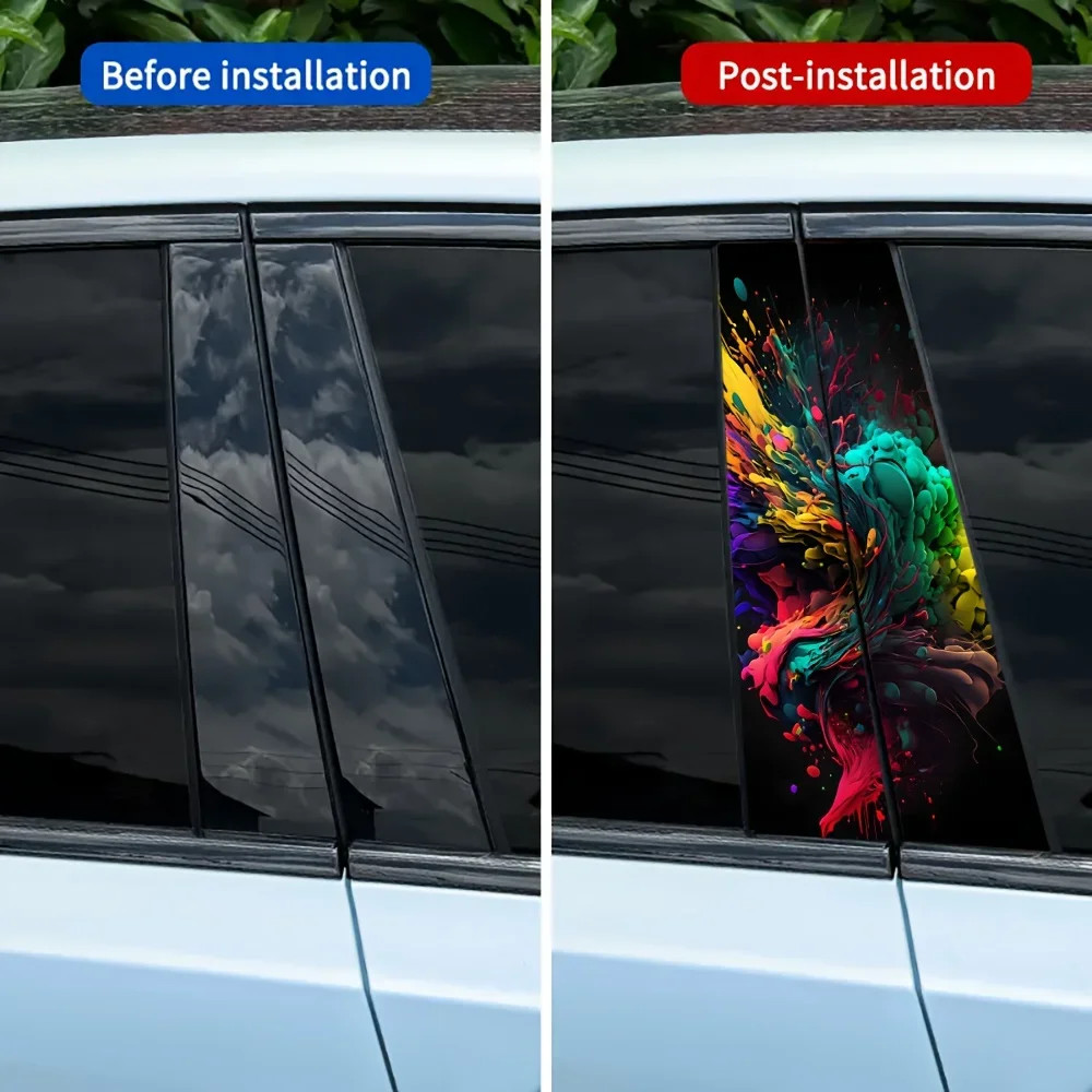2-Pack Splash Paint Pattern Car Sticker Waterproof and Durable Protective Film