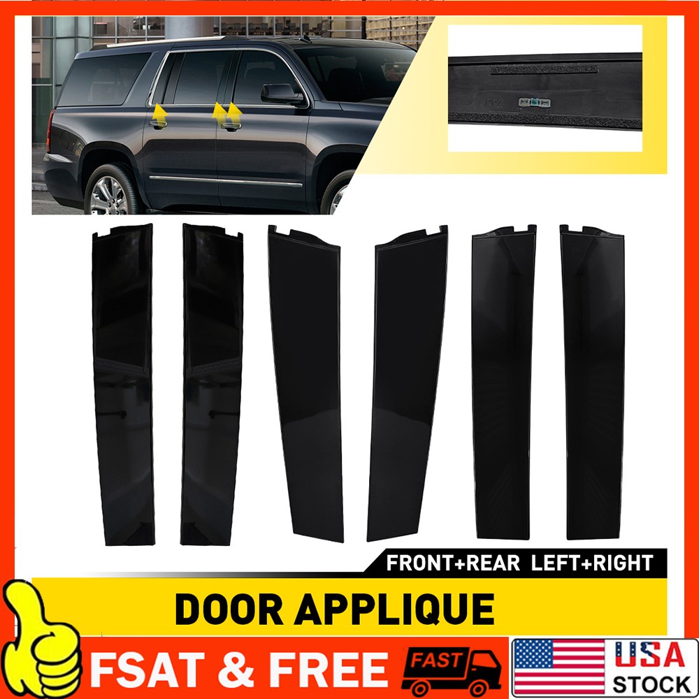 6x Front Rear Door Molding Applique For 2015-2018 Cadillac Escalade GMC Yukon