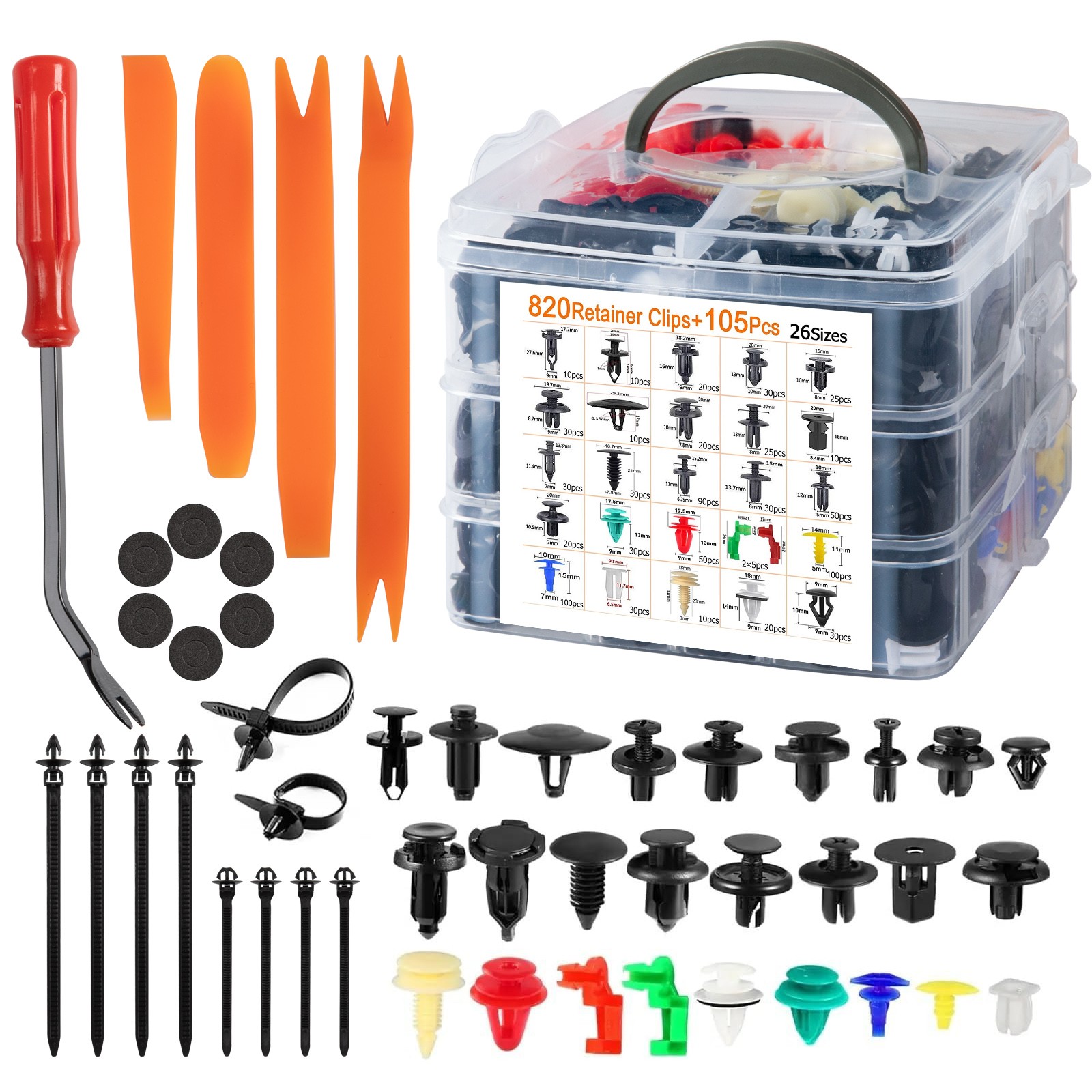 925Pcs Car Push Retainer Clips & Auto Fasteners Assortment Kit Removal Tools Set