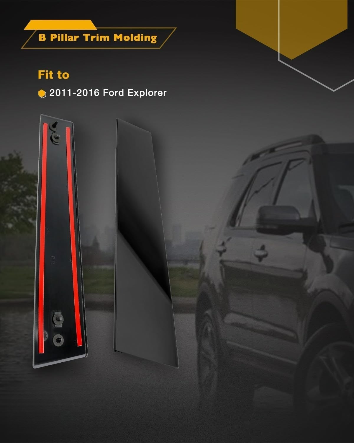 Front Left & Right B Pillar Molding Trim w/o Keypad For Ford Explorer 2011-2016
