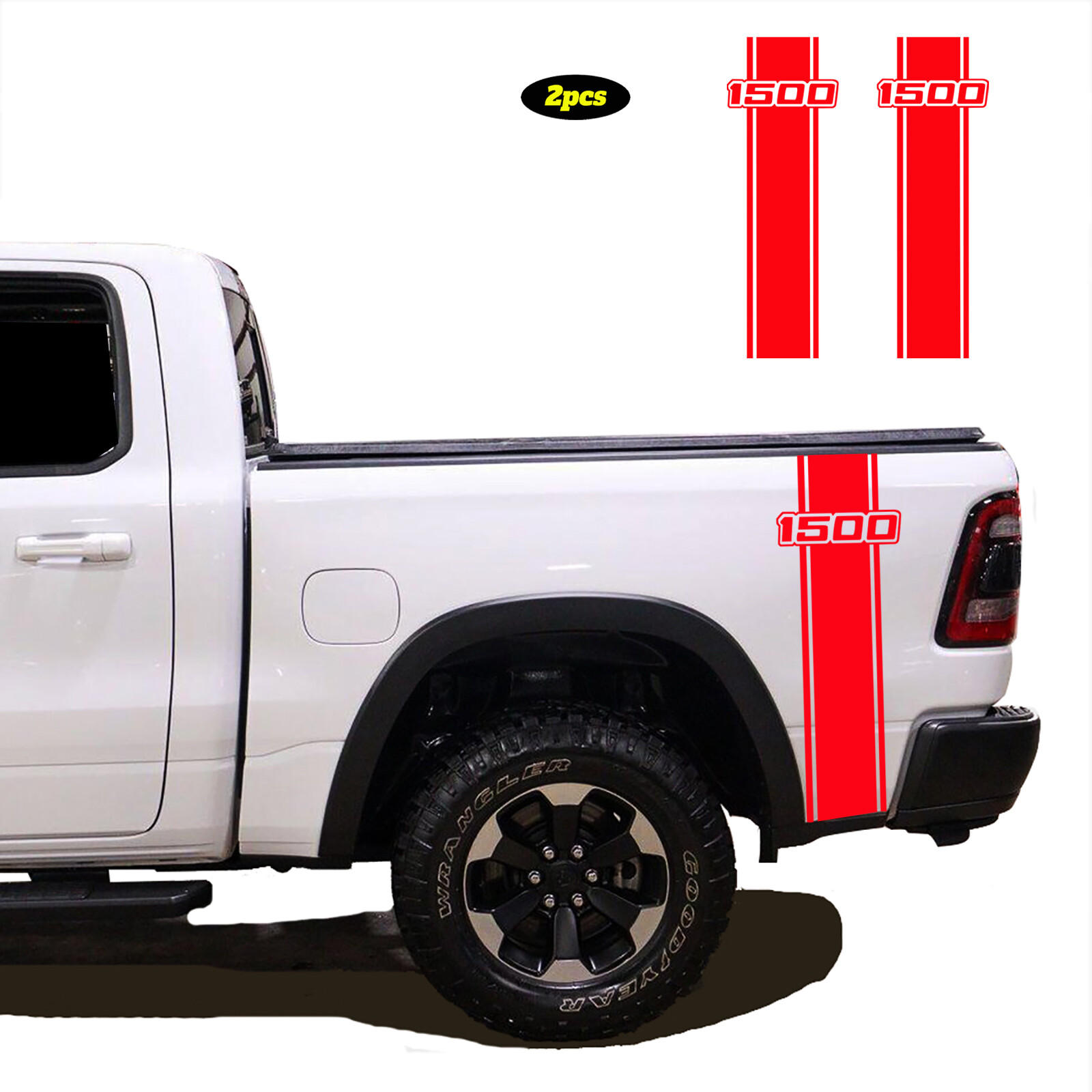 For Dodge Ram 1500 Vinyl Decal Pickup Bed Side Stripe Graphics Car Stickers 2pcs