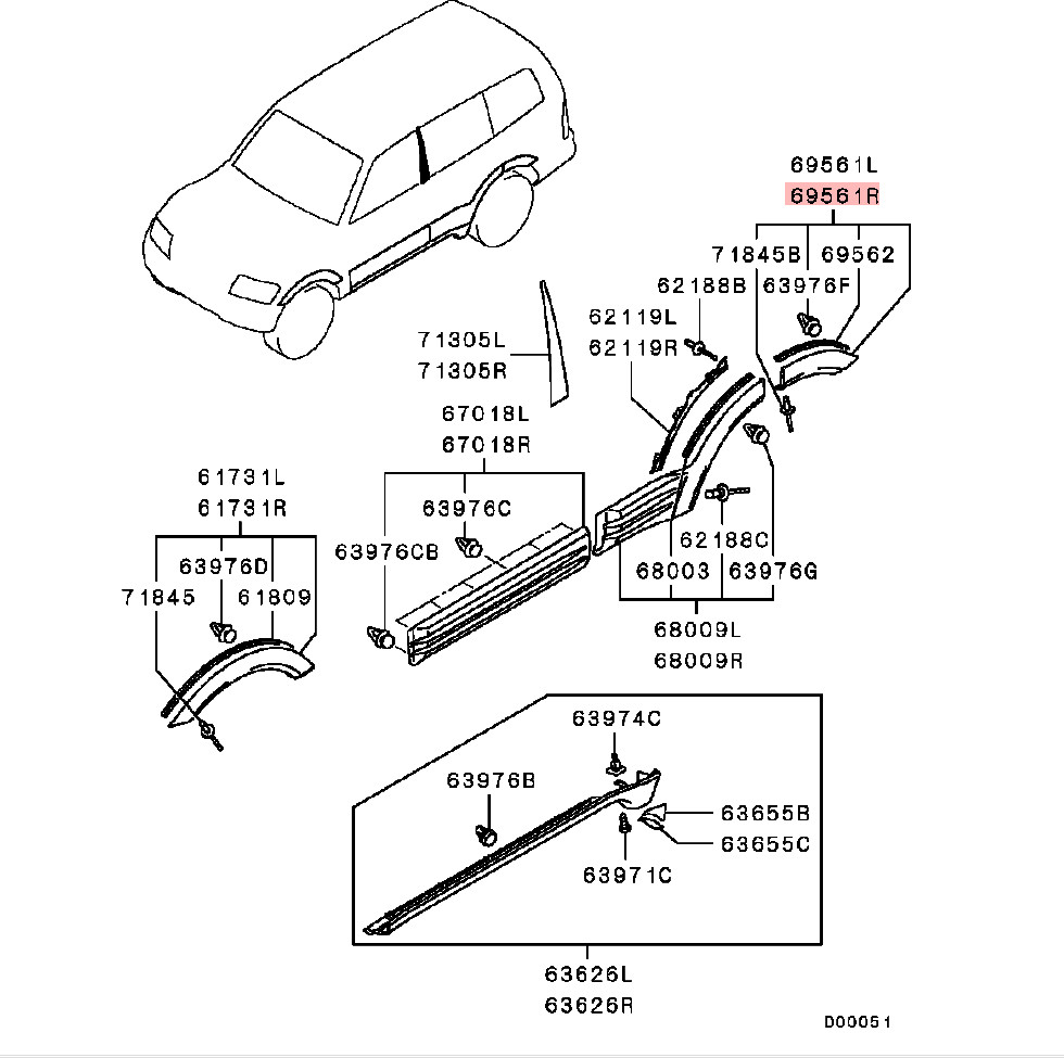 Overfender Rear Right See Description for PAJERO SHOGUN V74W MK3 2.5T