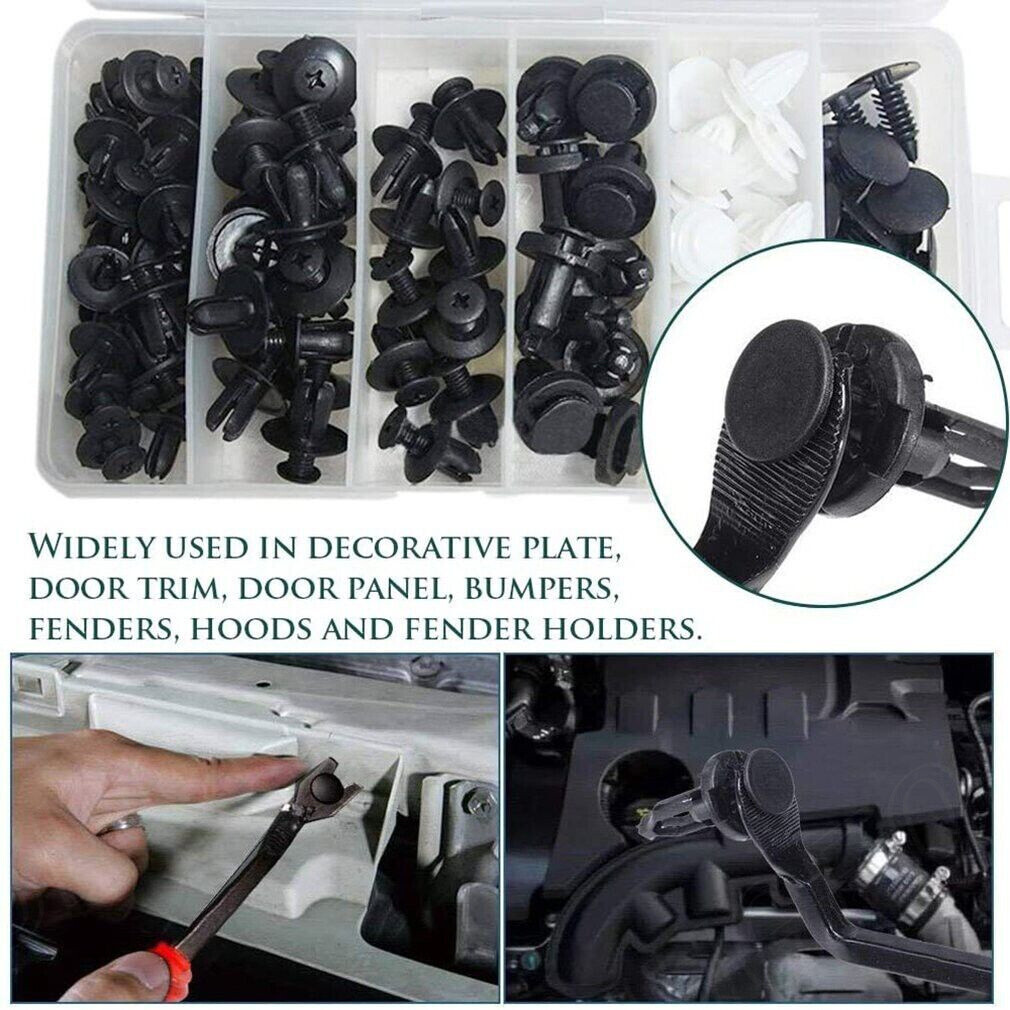 100Pcs Car Body Trim Clips Snap Plastic Nylon Rivet Trim Clamps for Door Bumper