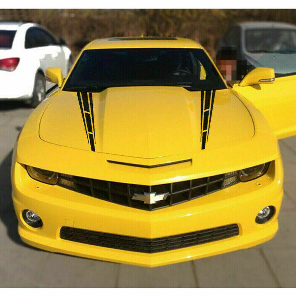 2pcs 31.5” Black Sport Racing Stripes Graphic Front Hood Vinyl Decal Sticker