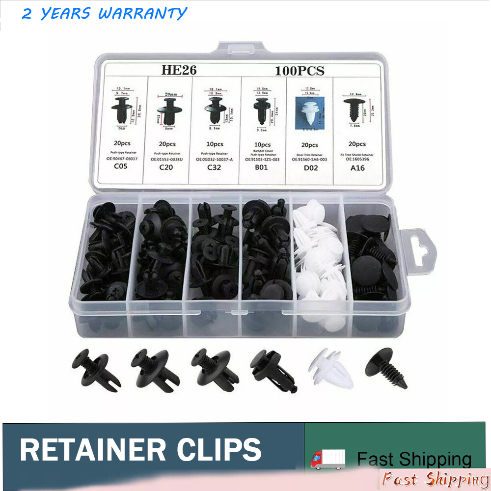 100 PCS Box Set Bumper Fender Liner Push Type Retainer Clips for Dodge Fastener