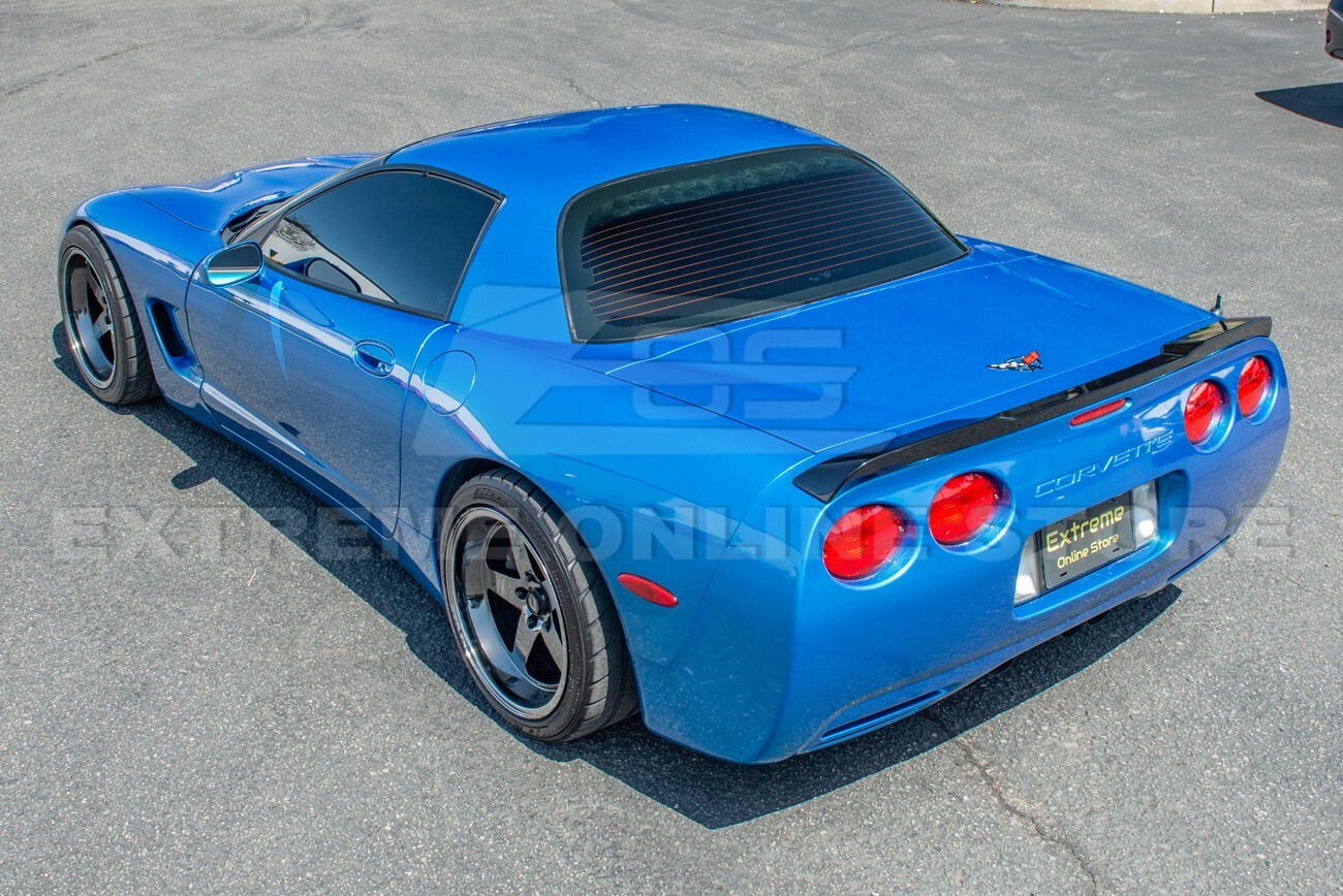 For 97-04 Corvette C5 ZR1 GLOSSY BLACK Front Vented Lip Side Skirts Rear Spoiler
