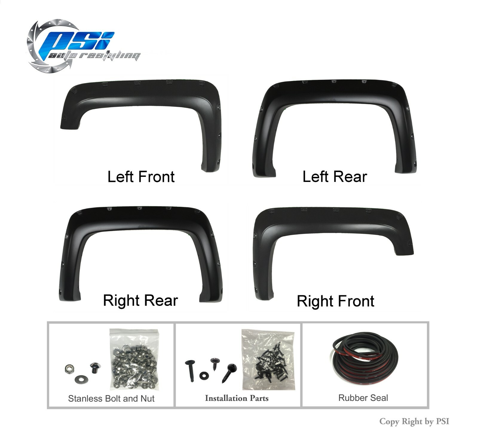 Paintable Pocket Bolt Style Fender Flares Fits GMC Sierra 1500 2014-2015