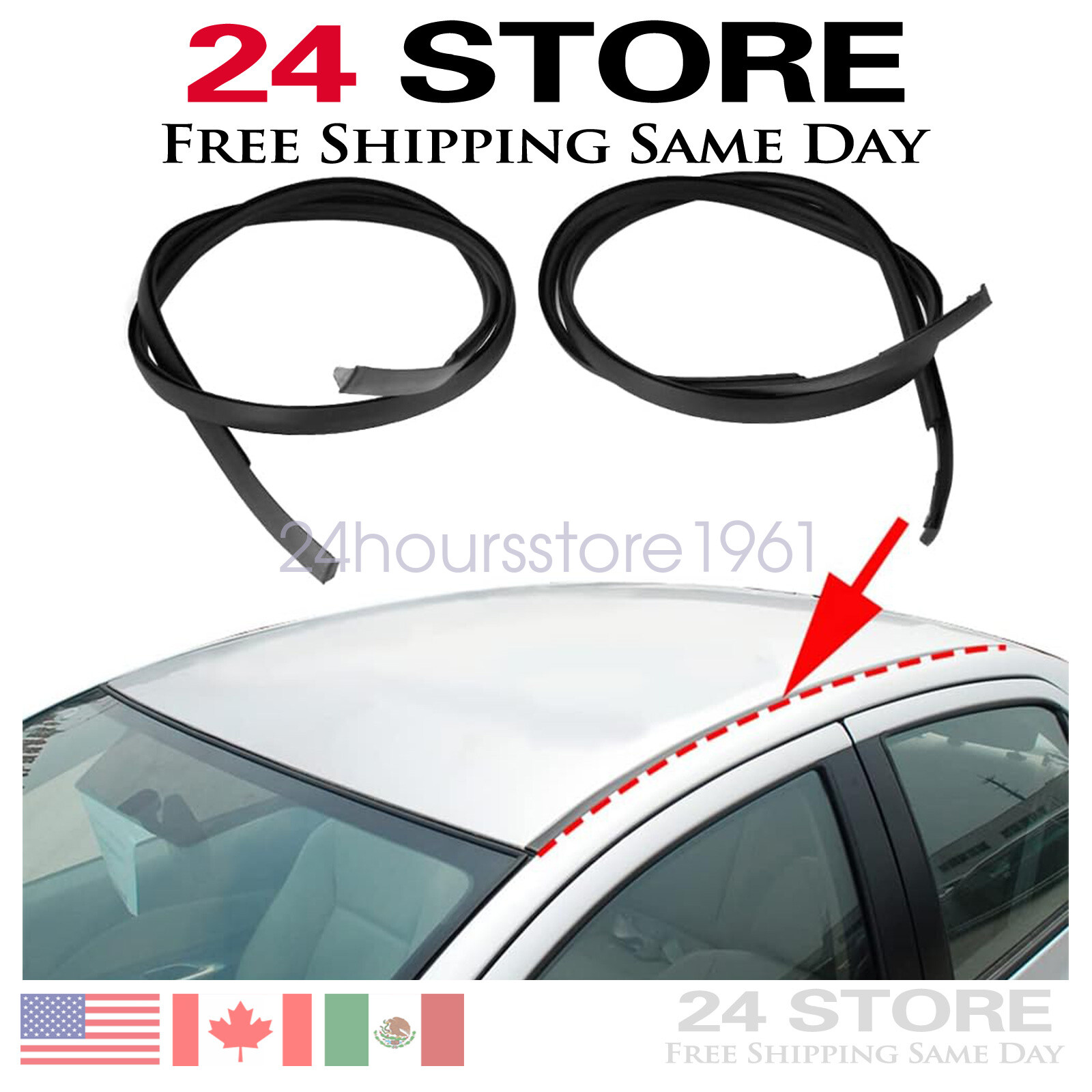 Pair Side Roof Sealing Drip Molding For 2012-2016 2017 Toyota Camry Left & Right