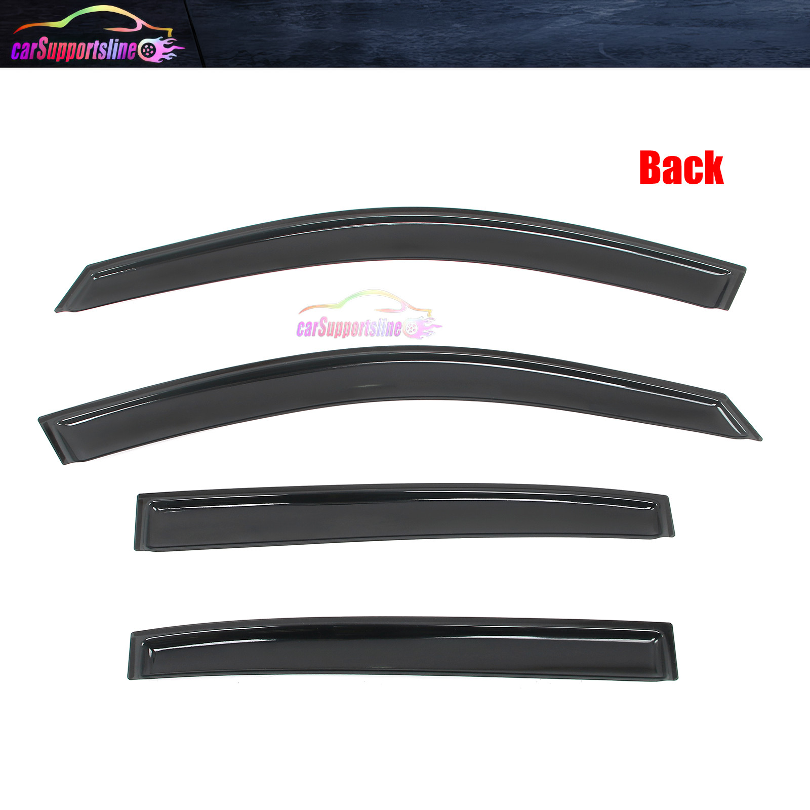 Fit for 13-17 Honda Accord Sedan In Channel Window Visor Rain Guard w/ Red Mugen