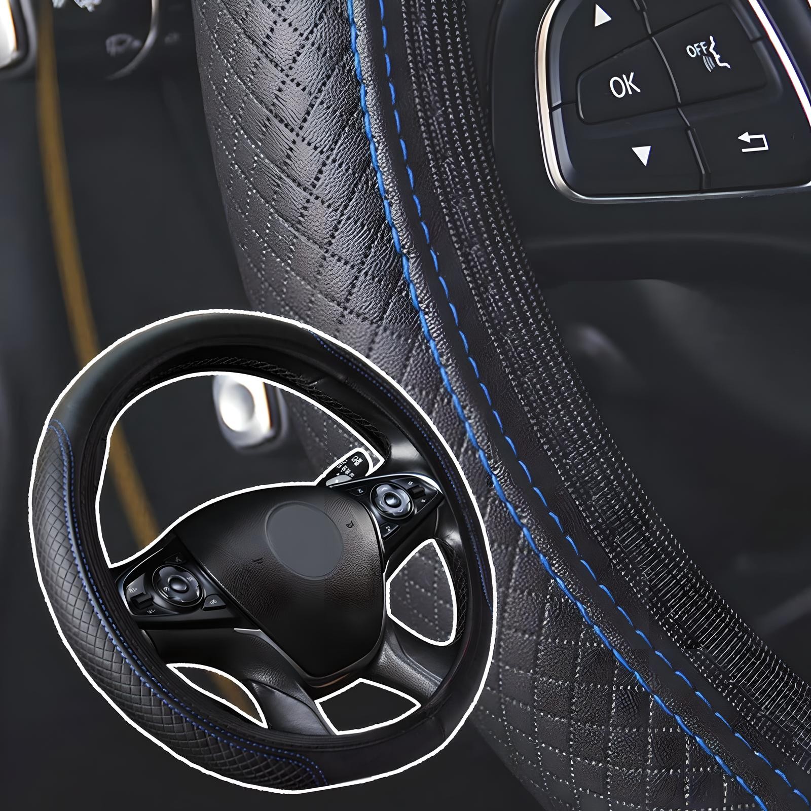 15/37-38CM Black Universal Car Steering Wheel Cover Microfiber Leather New