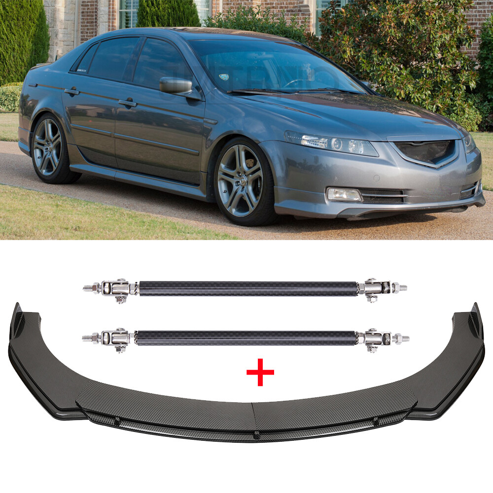 For Acura TL 2004-2008 Front Bumper Lip Splitter Spoiler Boby Kit + Strut Rods