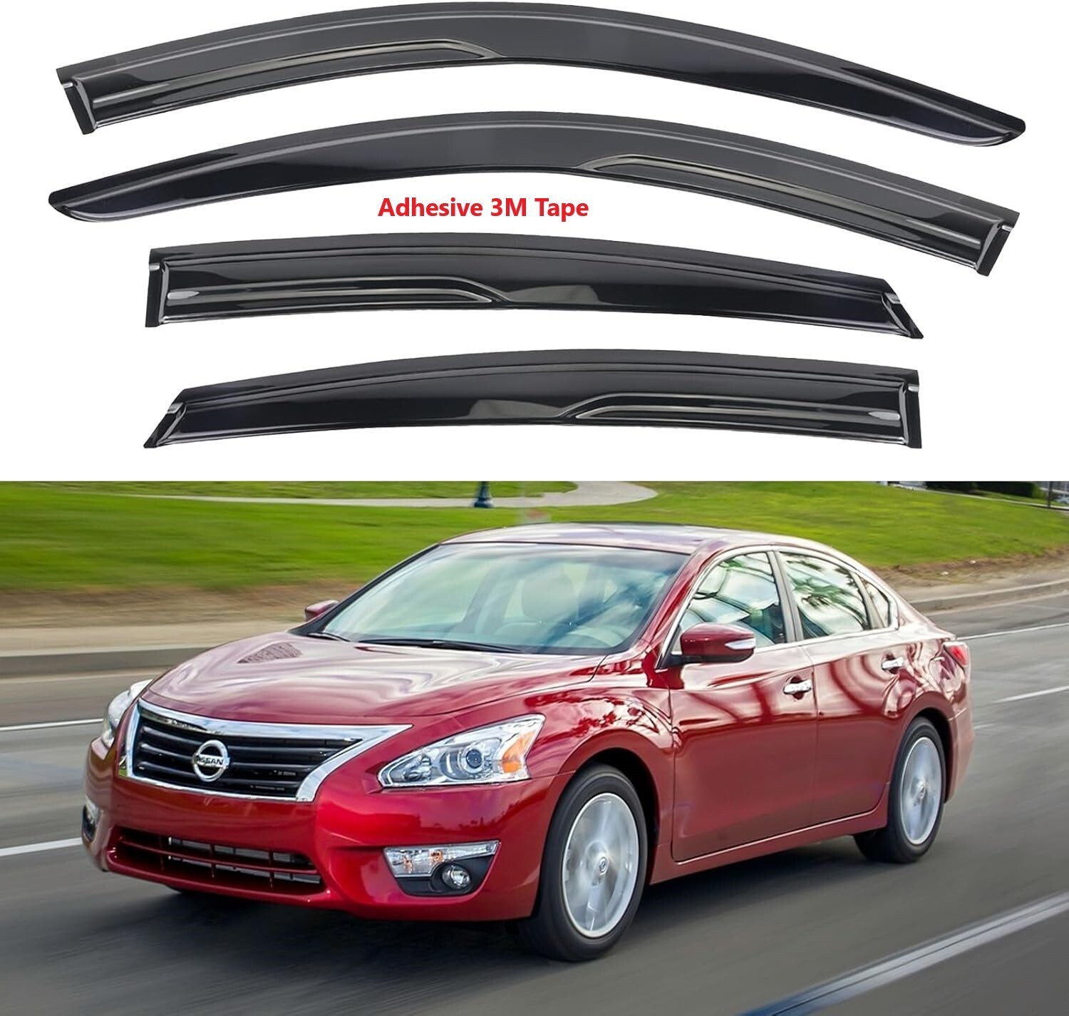Window Visor Rain Guard Chrome Trim Smoked Fit Nissan Altima l33 Sedan 2013-2018