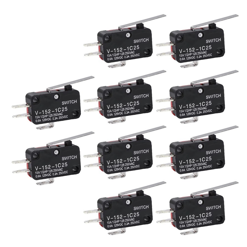 10 Pack 12V DC Limit Switch Medium Hinge Lever 3Pin 16A for Automation Devices