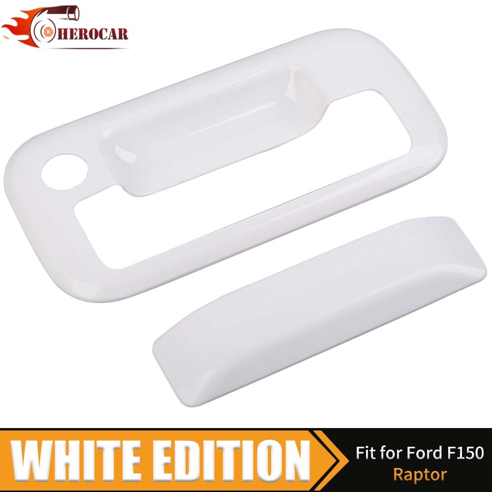 For 2009-2014 Ford F150 Oxford White 4 Door Handle COVERS w/PSK+Mirrors+Tailgate