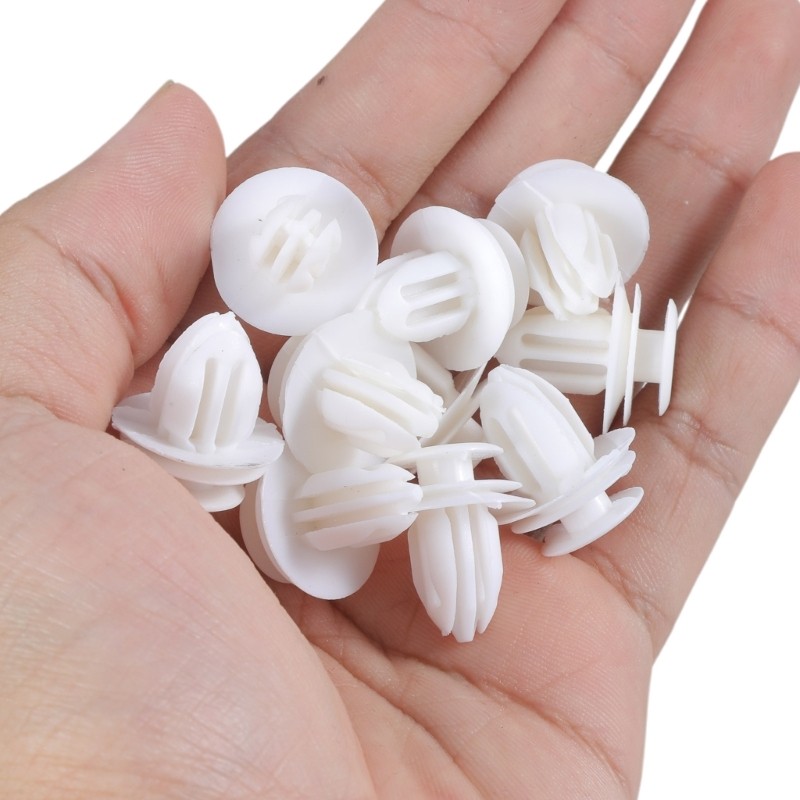 10pcs Nylon Trim Board Panel Retainer Clips Rivet Fasteners White for