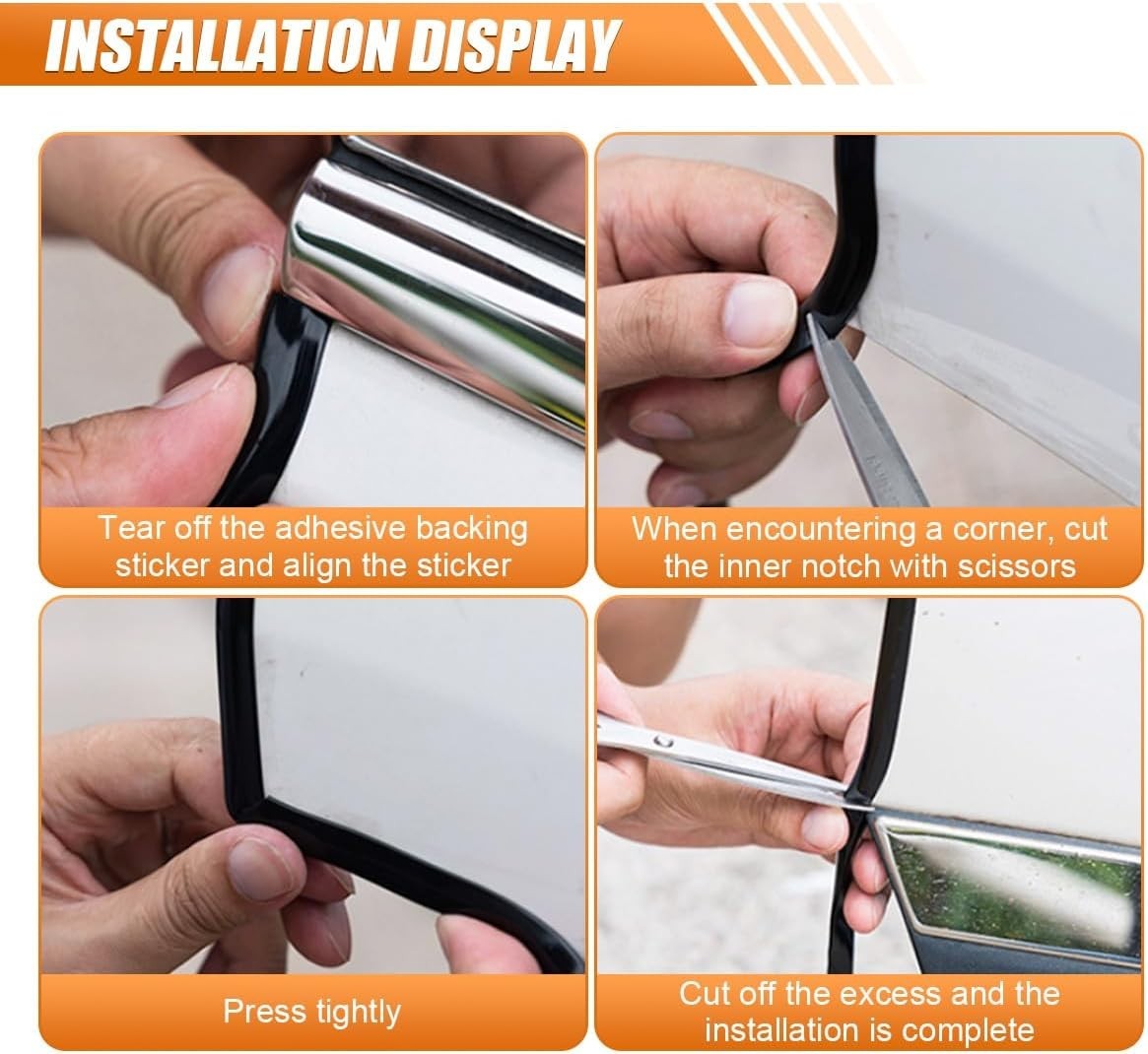 Car Door Edge Guards 16.4ft, Universal U-Shaped PVC Trim Strip Chrome Tape Se…