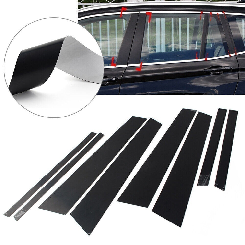 8 Pcs Car Bright Black Door Window Pillar Post Cover Trim For BMW X3 F25 2011-17