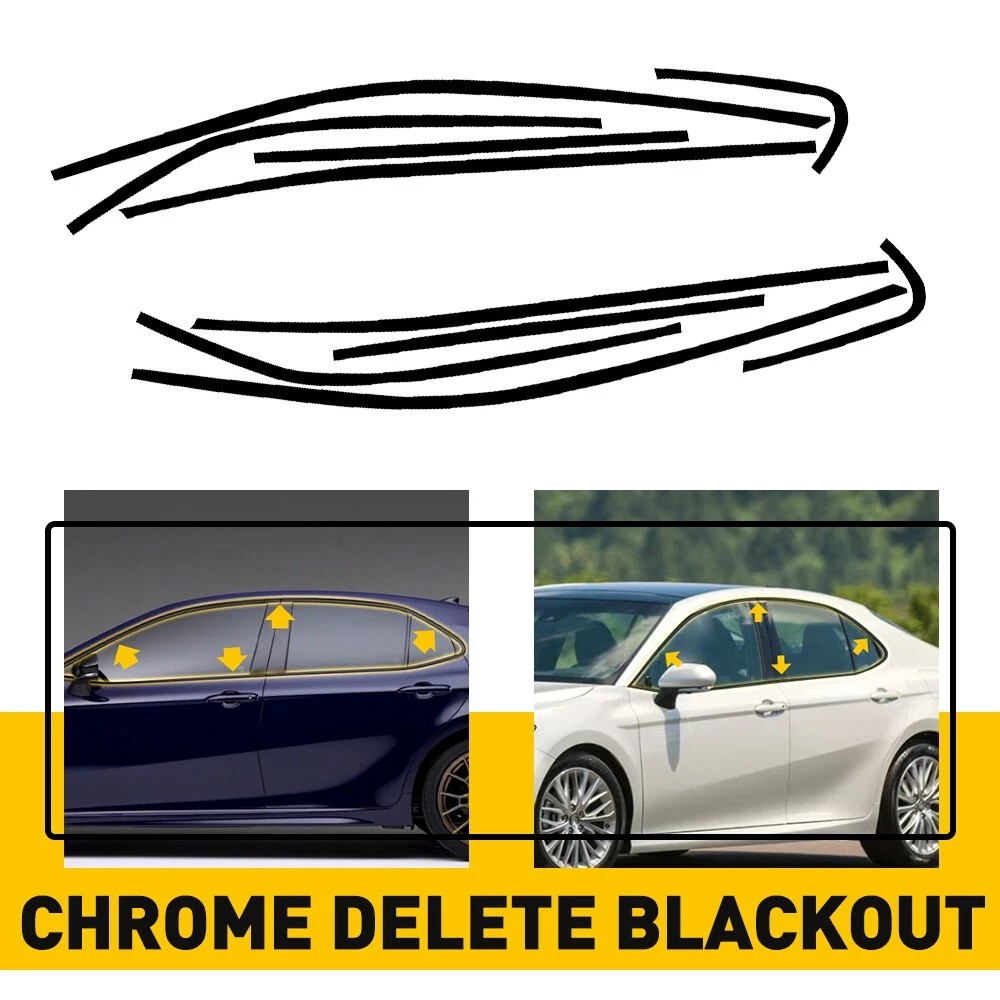 1Set For Toyota Camry 2018-2024 Gloss Black Window Molding Decor Trim Strip