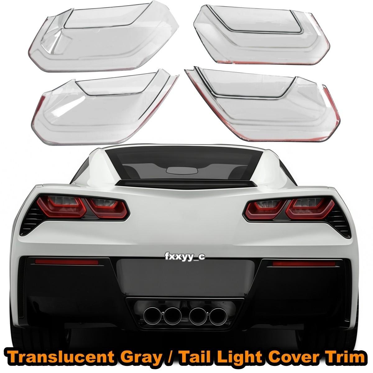 Tail Light Trim Guards Covers For Chevrolet Corvette C7 14-2019 Gray Left+Right
