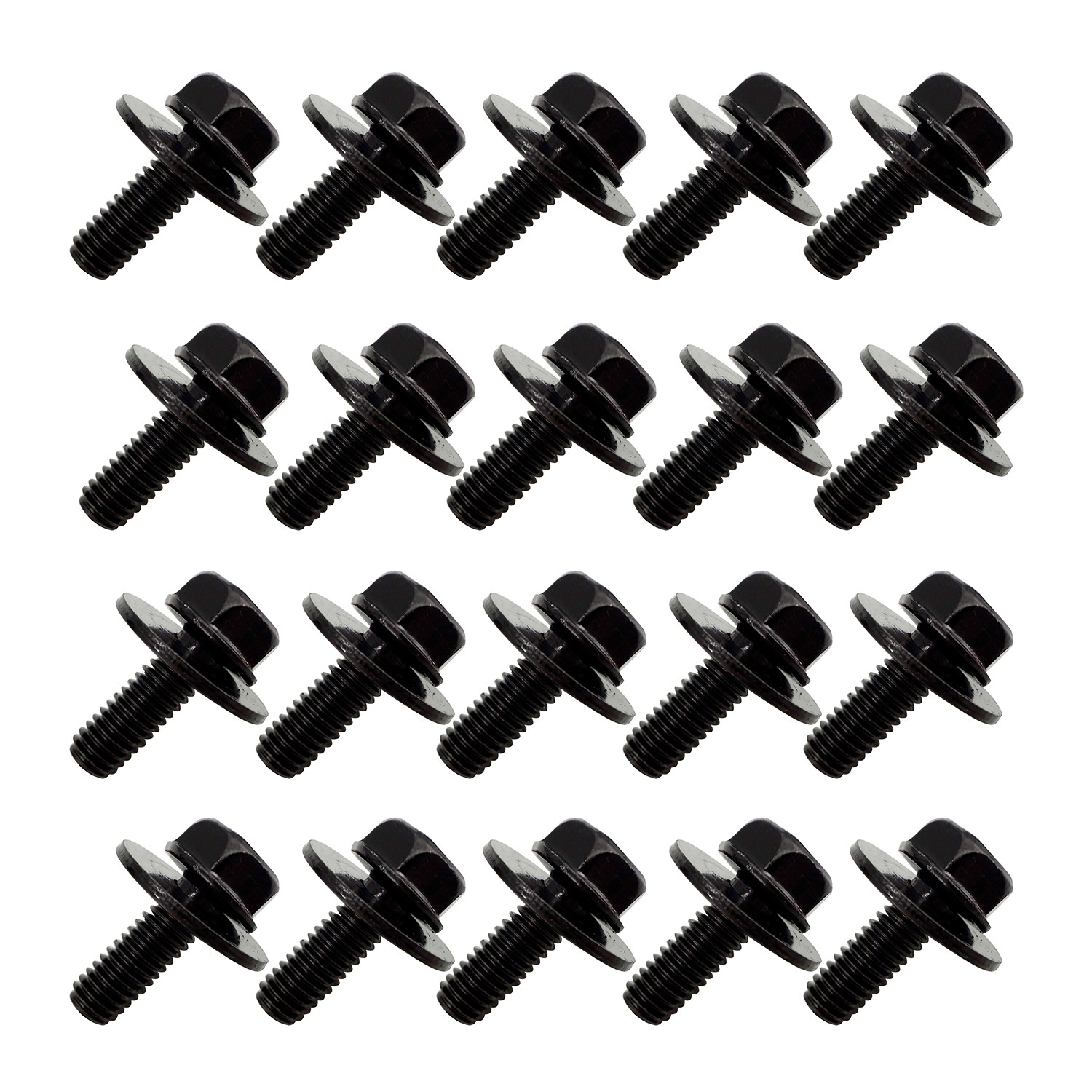 20 x Car Body Bolts Screw Fastener Fender M6-1.0x 16mm Long-10mm Hex-17mm Washer