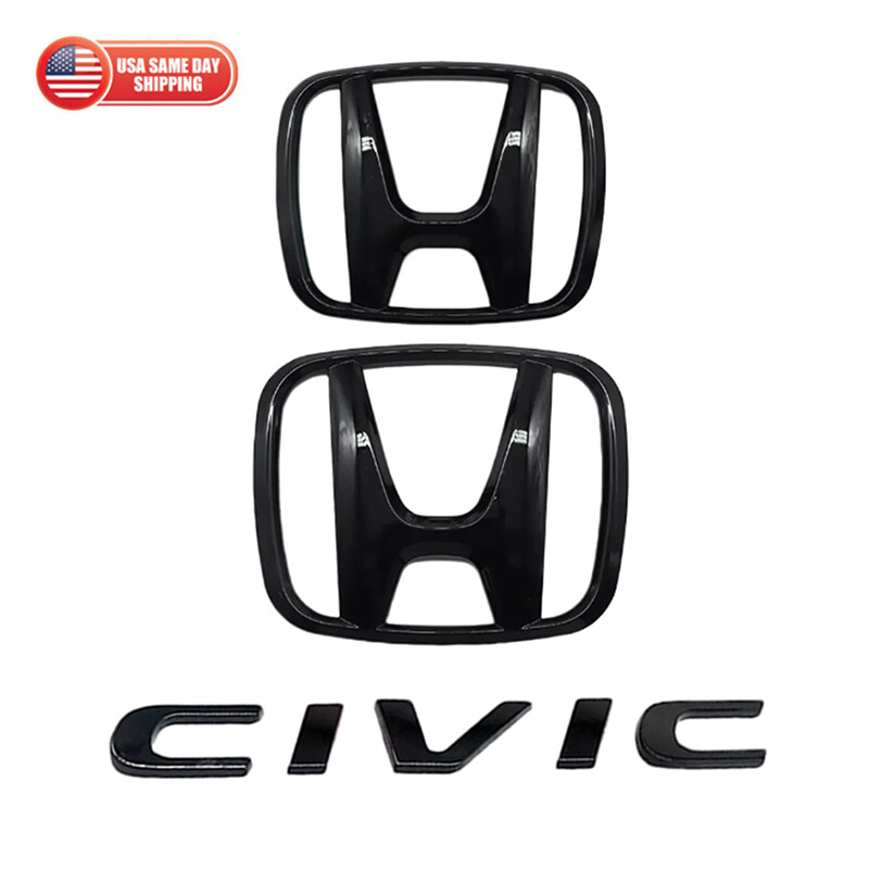 3pcs For 2016-2021 Honda Civic 4Dr LX EX Si Front+Rear Letter Logo Badge Emblem