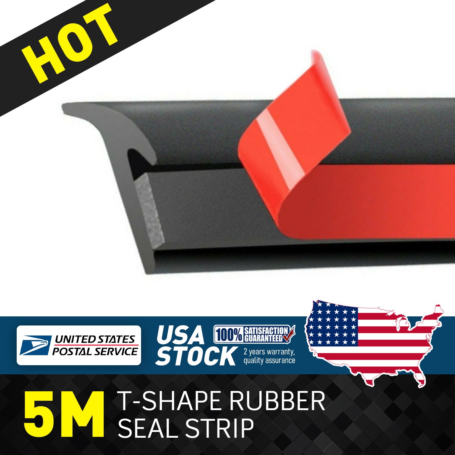 2x New Durable Car Door Edge Rubber Seal Strip Waterproof Crashproof T Shape 5M