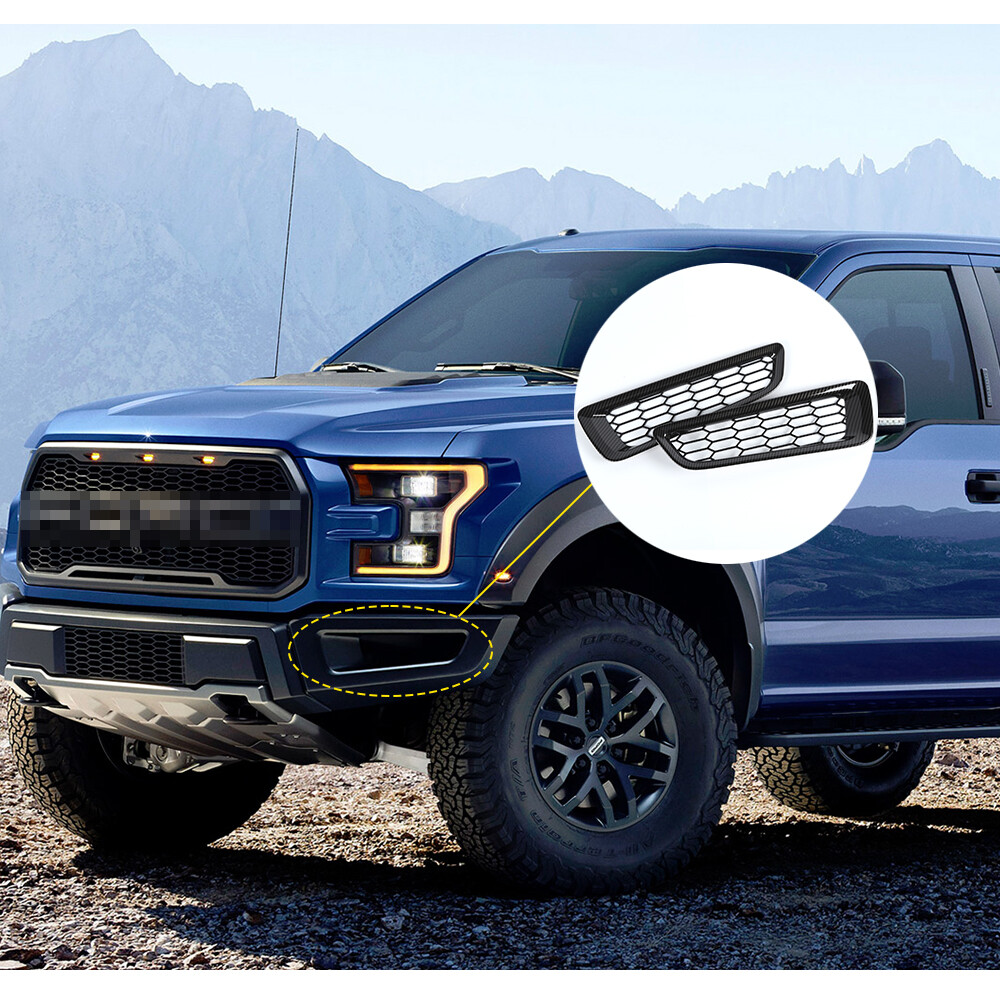 Front Bumper Fog Lights Vent Honeycomb Cover Trim for 2017-2020 Ford F150 Raptor