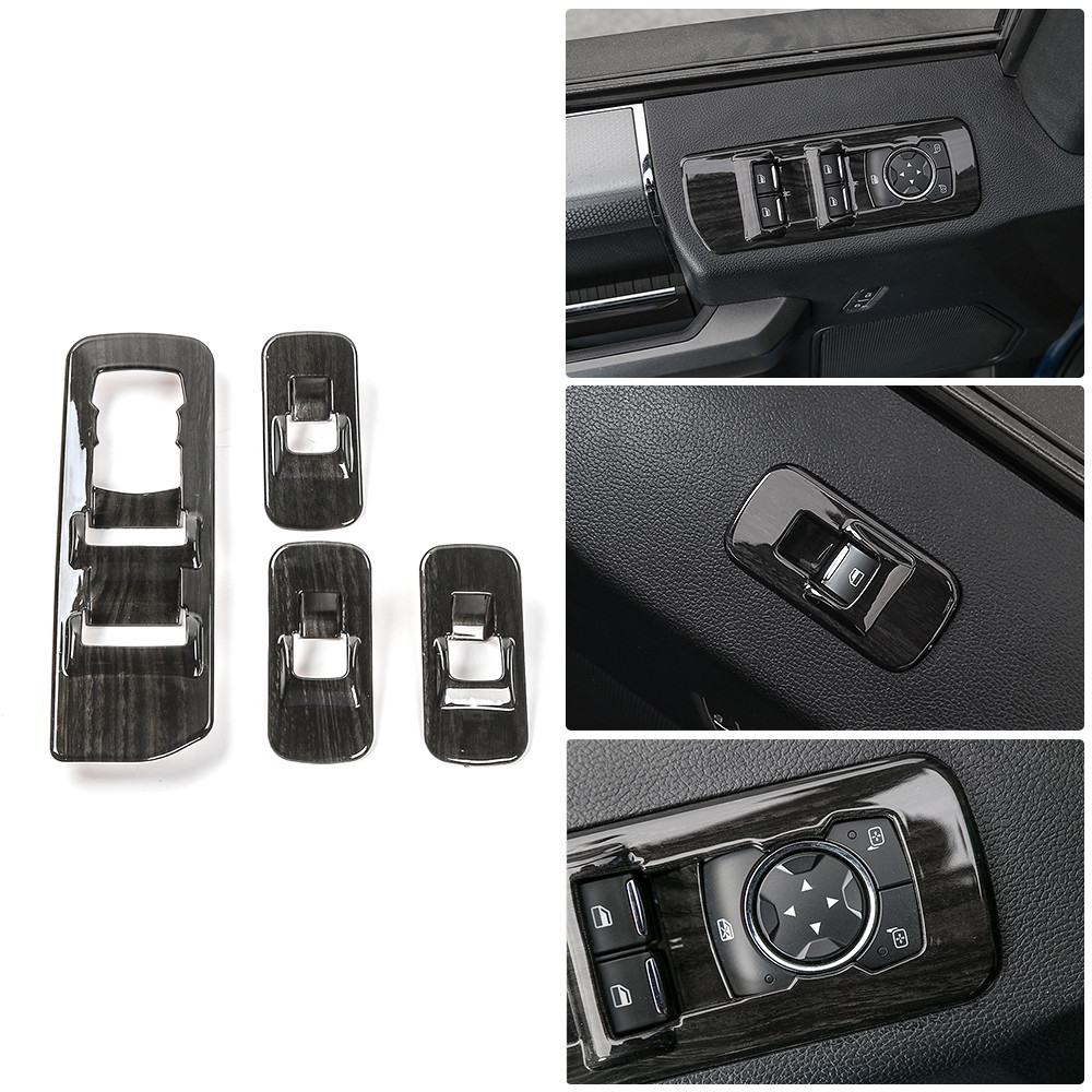 Window Lift Adjust Switch Panel Cover Trim for Ford F150 15-18 Black Wood grain