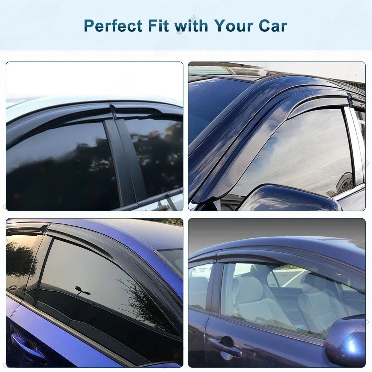 For 08-12 Honda Accord Sedan Chrome Trim Smoke Tinted Window Visors Rain Guards