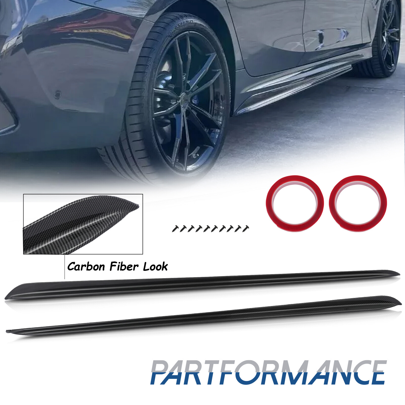 M Performance Style Carbon Fiber Look Side Skirt For 19-21 BMW 3 Series G20 G28