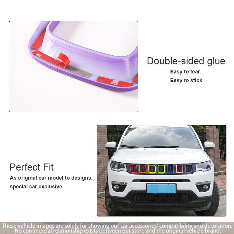 Seven Colors ABS Front Grille Inserts Mesh Cover Trim For Jeep Compass 2021 2022