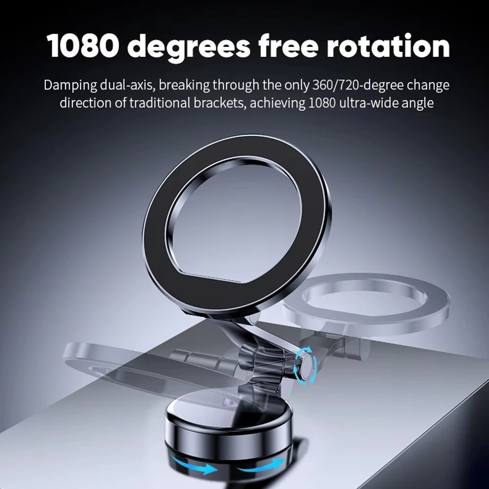 Magnetic Folding Car Phone Holder 360 Rotation Suction Cup Anti-Shake GPS Mount