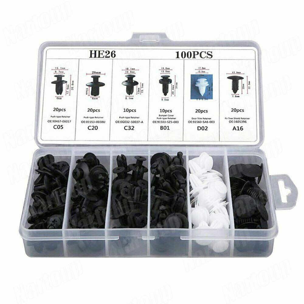 For Ford 100Pcs Bumper Hood Clips Retainer Rivet Fastener Fender Push Pin USA`